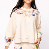 Beige Shell Trim Sweatshirt