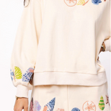 Beige Shell Trim Sweatshirt