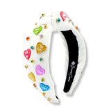 White Headband with Multi Color Candy Hearts