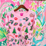 Light Pink Christmas Icons Tee