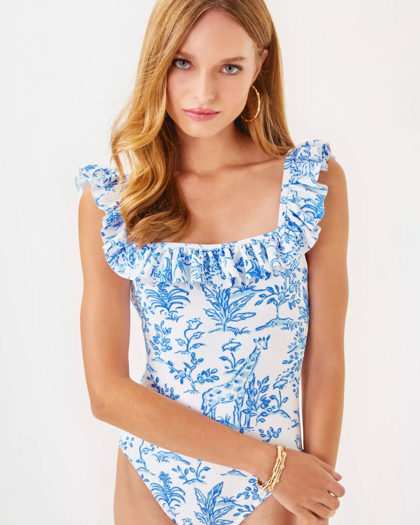 Aemma Ruffle One - Piece SwimsuitHeartland Retail ItemsLILLY PULITZERThe Printed Peach Savannah