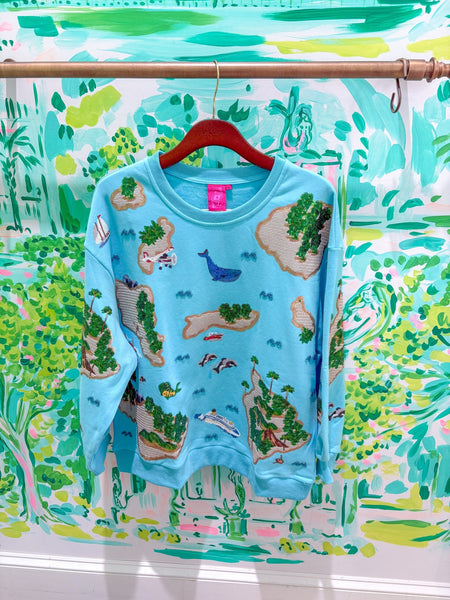 Aqua Island SweatshirtQueen of SparklesThe Printed Peach Savannah