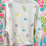 Beige Multi Crayon & Doodle SweatshirtQueen of SparklesThe Printed Peach Savannah