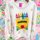 Beige Multi Crayon & Doodle SweatshirtQueen of SparklesThe Printed Peach Savannah