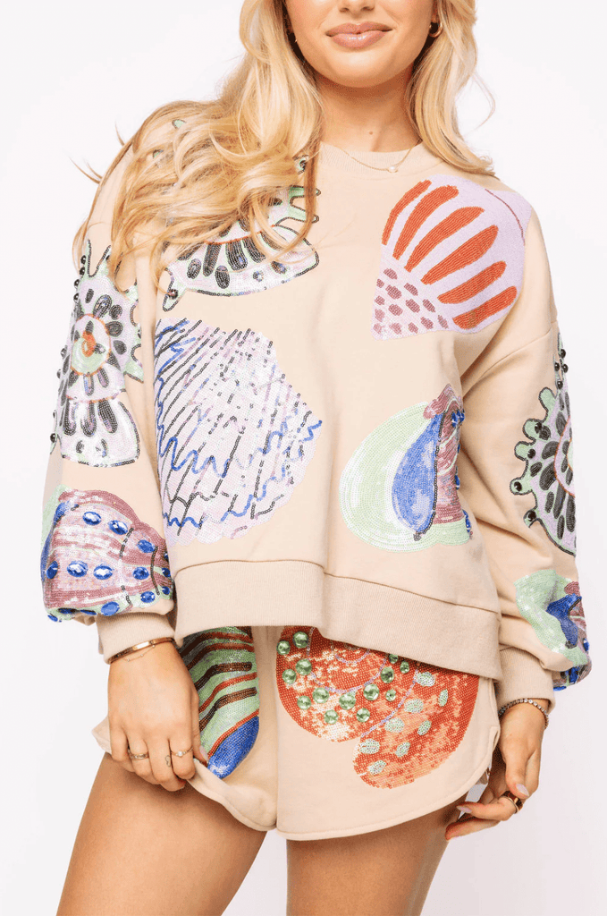 Beige Multi Shell ShortHeartland Retail ItemsQueen of SparklesThe Printed Peach Savannah