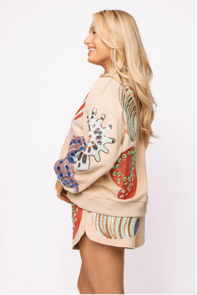 Beige Multi Shell ShortHeartland Retail ItemsQueen of SparklesThe Printed Peach Savannah