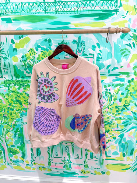 Beige Multi Shell SweatshirtQueen of SparklesThe Printed Peach Savannah