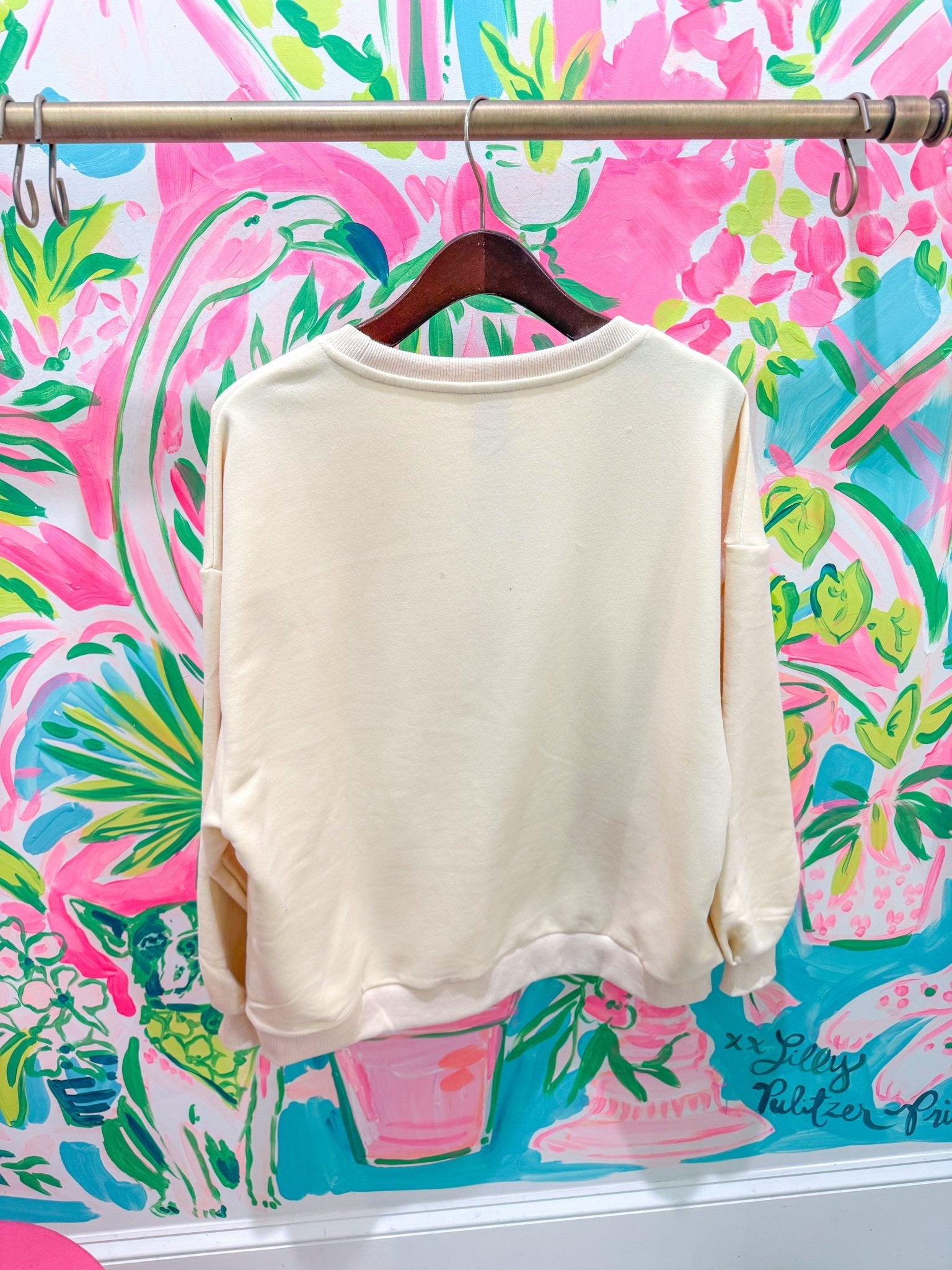 Beige Shell Christmas Tree SweatshirtQueen of SparklesThe Printed Peach Savannah