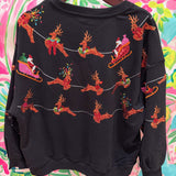 Black Flying Santa & Reindeer SweatshirtQueen of SparklesThe Printed Peach Savannah