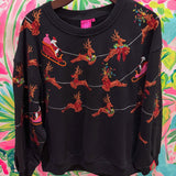 Black Flying Santa & Reindeer SweatshirtQueen of SparklesThe Printed Peach Savannah