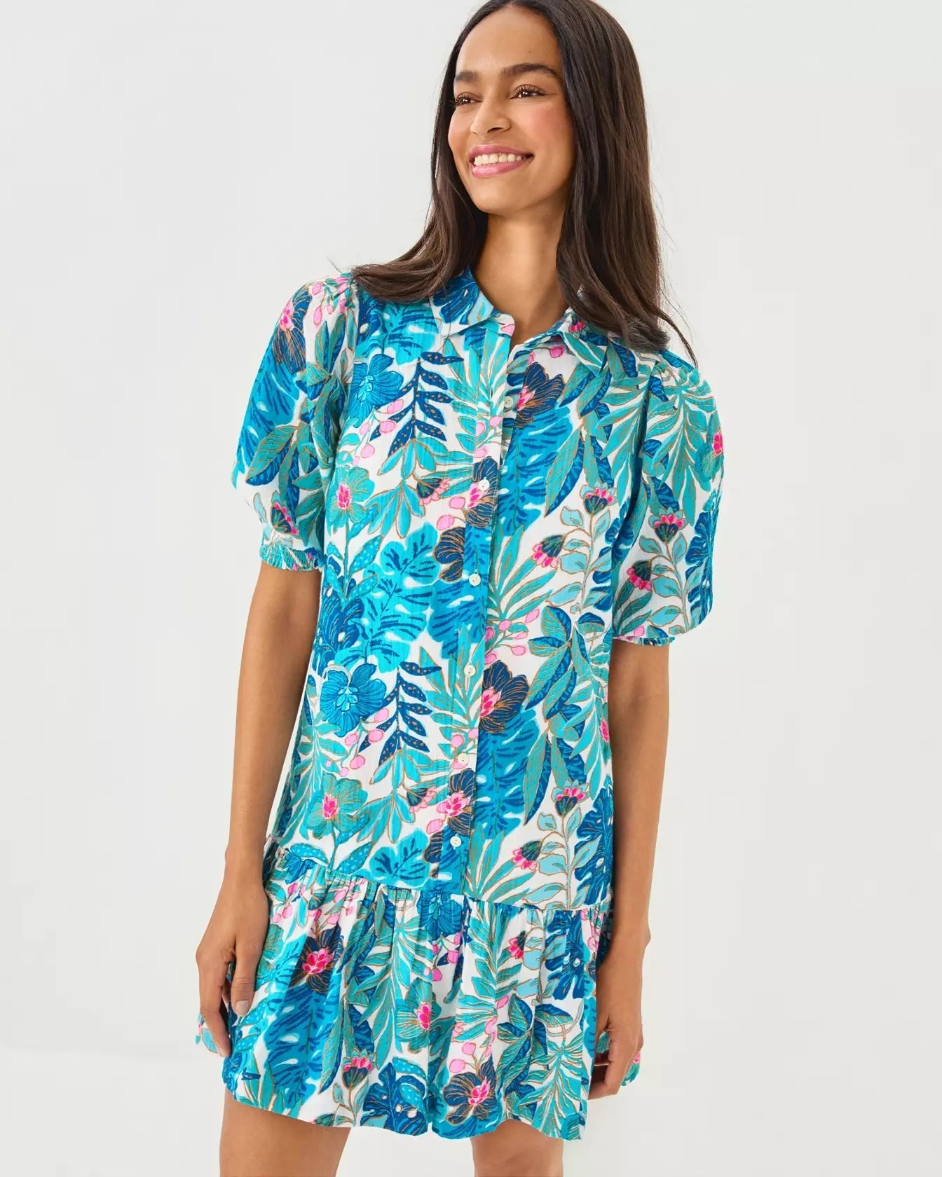 Brett Popover ShirtdressWomen - Dresses - A - Line/Easy DressesLILLY PULITZERThe Printed Peach Savannah