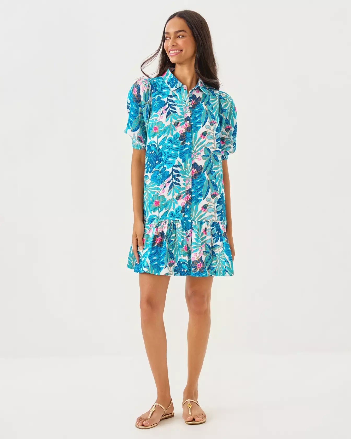Brett Popover ShirtdressWomen - Dresses - A - Line/Easy DressesLILLY PULITZERThe Printed Peach Savannah
