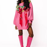 Bright Pink Multi Wreath Around Neck Sweater DressQueen of SparklesThe Printed Peach Savannah