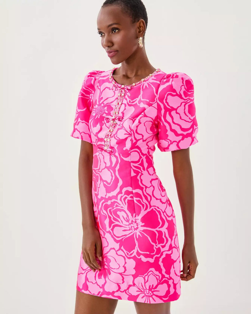 Britnee Beaded Jacquard Shift DressWomens - Dresses - Fitted DressesLILLY PULITZERThe Printed Peach Savannah