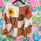 Brown & Ivory Checkered Fall Icon SweatshirtQueen of SparklesThe Printed Peach Savannah