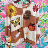 Brown & Ivory Checkered Fall Icon SweatshirtQueen of SparklesThe Printed Peach Savannah