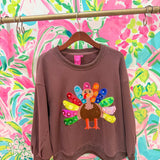 Brown Rainbow Flower Turkey SweatshirtQueen of SparklesThe Printed Peach Savannah