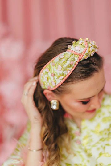 Chartreuse and Blush Jacquard HeadbandHeartland Retail ItemsBrianna CannonThe Printed Peach Savannah