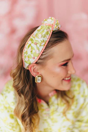 Chartreuse and Blush Jacquard HeadbandHeartland Retail ItemsBrianna CannonThe Printed Peach Savannah