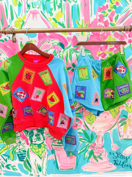 Colorblock Multi Stamp ShortsHeartland Retail ItemsQueen of SparklesThe Printed Peach Savannah