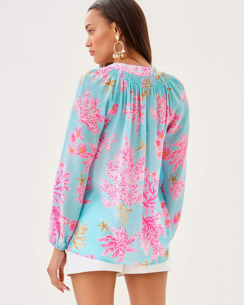 Elsa Silk TopWomens - DressesLILLY PULITZERThe Printed Peach Savannah