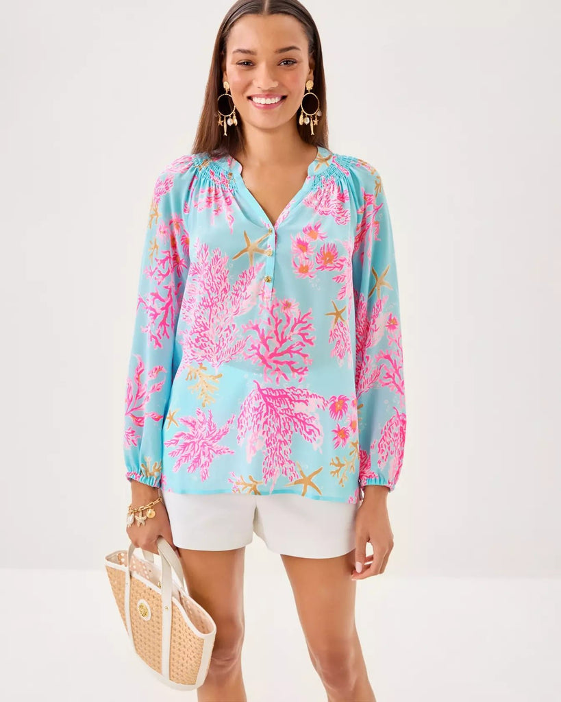 Elsa Silk TopWomens - DressesLILLY PULITZERThe Printed Peach Savannah
