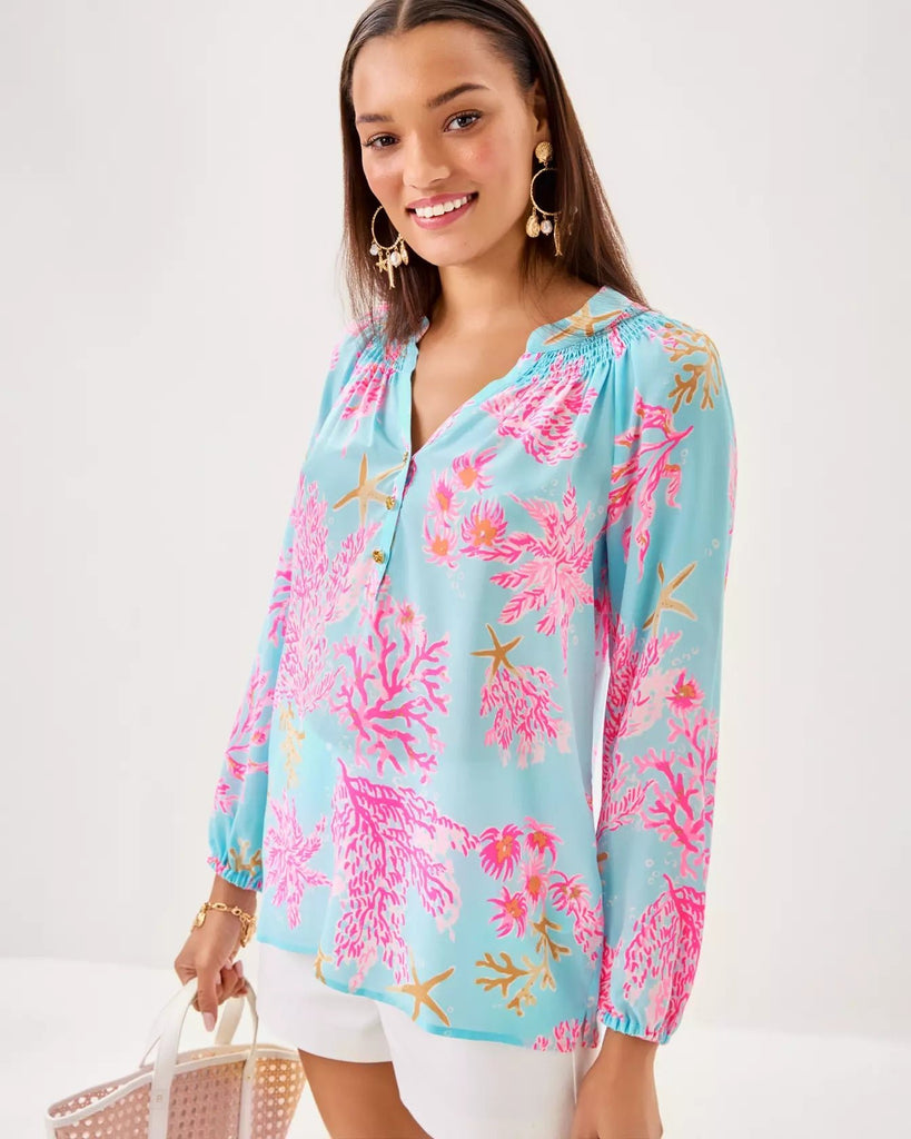 Elsa Silk TopWomens - DressesLILLY PULITZERThe Printed Peach Savannah