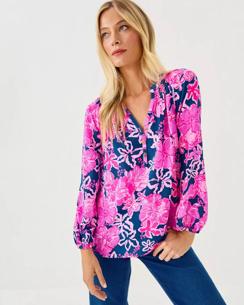 Elsa TopWomens - Tops - BlousesLILLY PULITZERThe Printed Peach Savannah