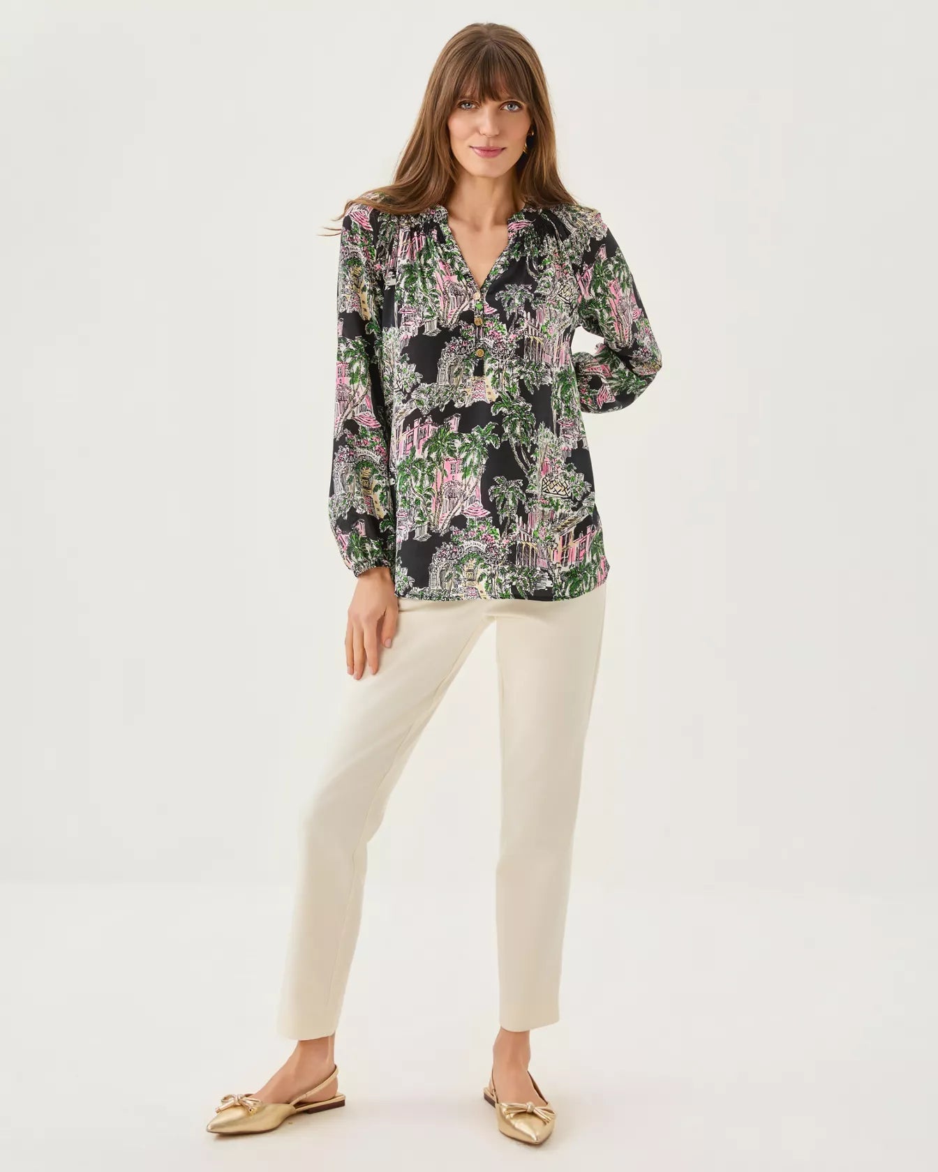 Elsa TopWomen - Tops - BlousesLILLY PULITZERThe Printed Peach Savannah