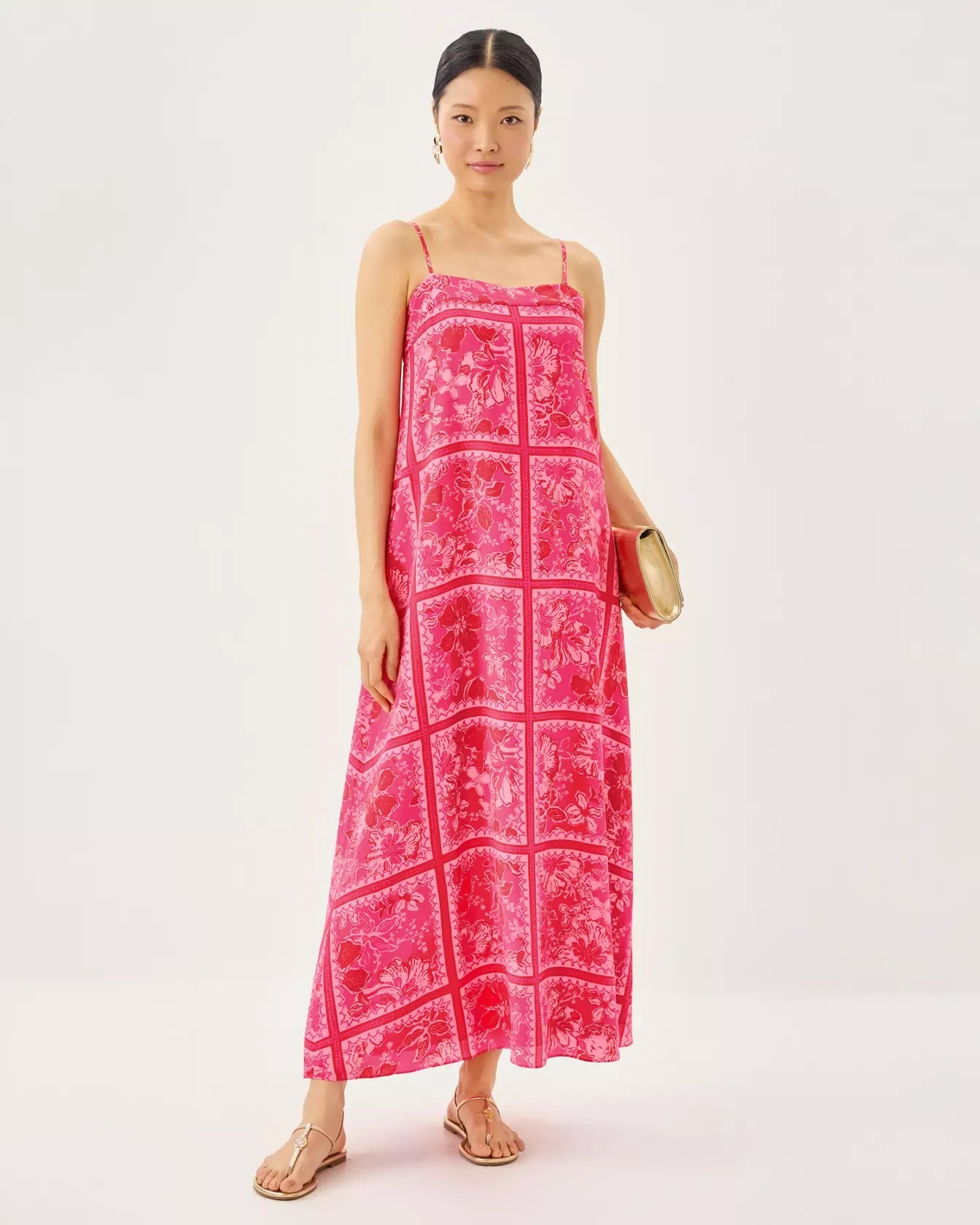 Jesslyn Silk Maxi Slip DressWomens - Dresses - Swing DressesLILLY PULITZERThe Printed Peach Savannah