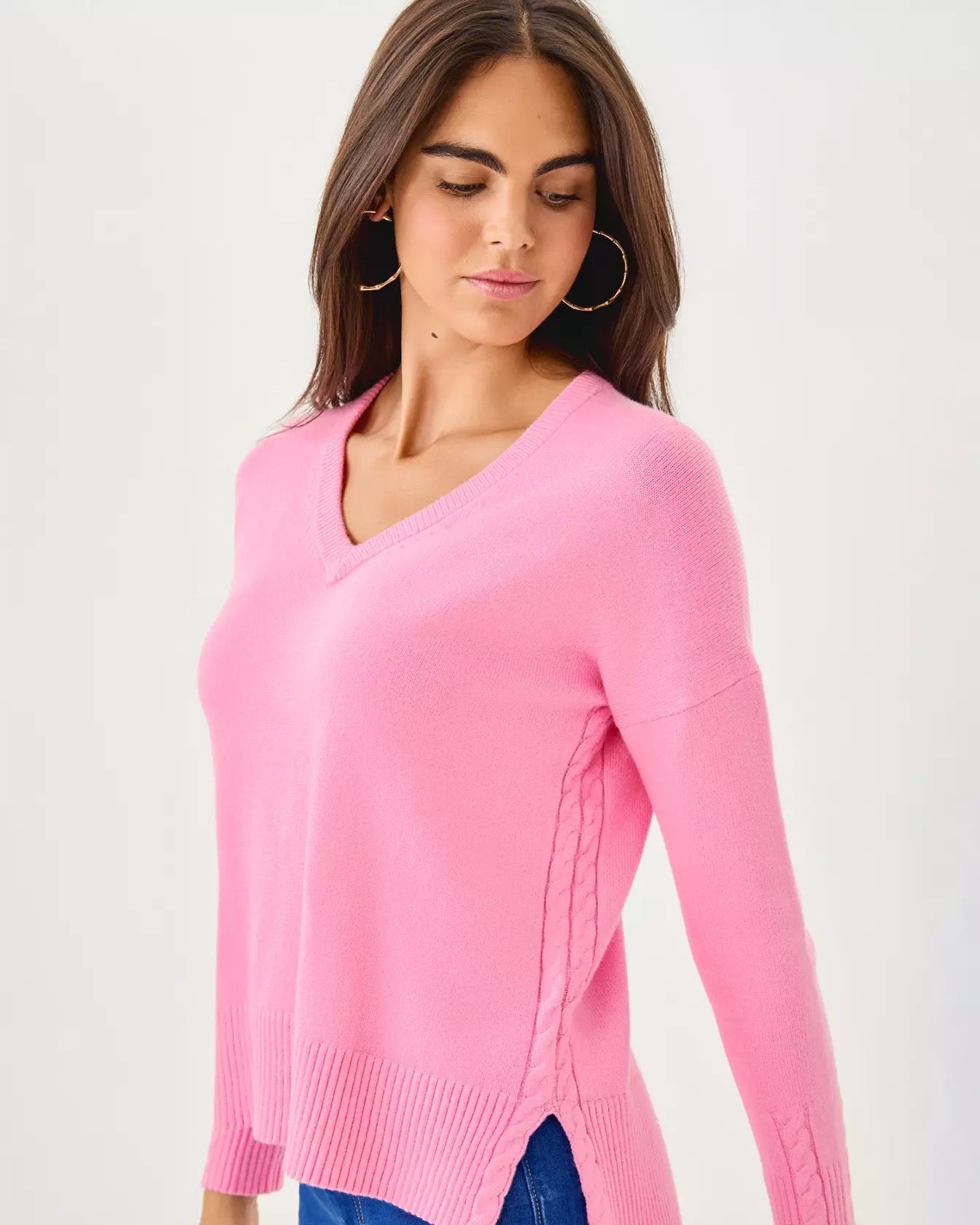 Laureen V - Neck SweaterWomens - Sweaters & Cardigans - Pullover SweatersLILLY PULITZERThe Printed Peach Savannah