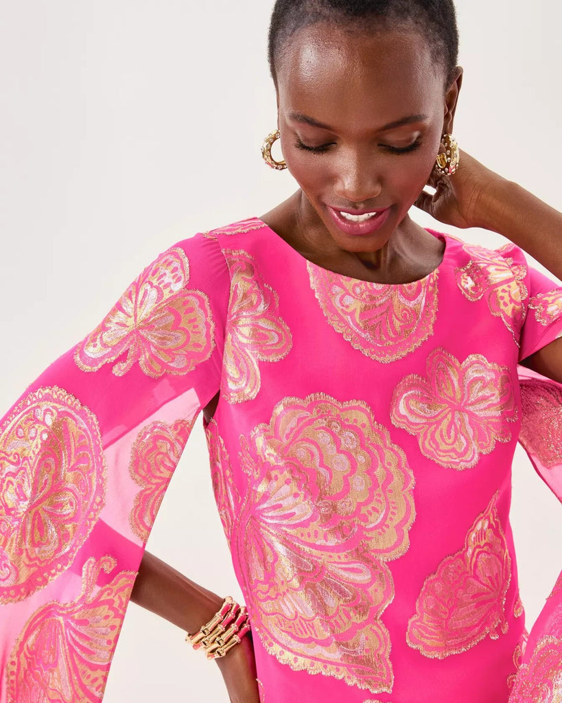 Madelyn Silk Boat Neck Maxi CaftanWomens - Dresses - Fitted DressesLILLY PULITZERThe Printed Peach Savannah