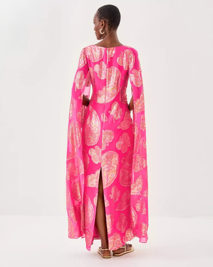 Madelyn Silk Boat Neck Maxi CaftanWomens - Dresses - Fitted DressesLILLY PULITZERThe Printed Peach Savannah