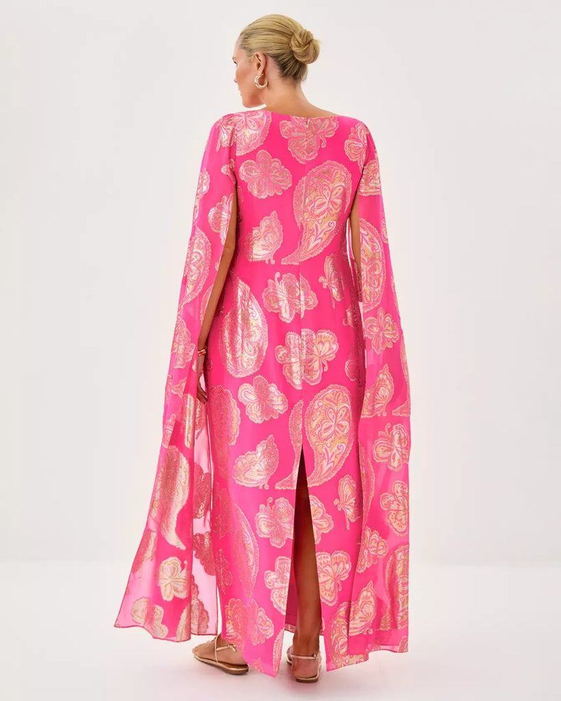 Madelyn Silk Boat Neck Maxi CaftanWomens - Dresses - Fitted DressesLILLY PULITZERThe Printed Peach Savannah