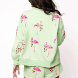 Mint Flamingo Wearing Christmas Light Sweathshit & Short SetWomens - Matching SetQueen of SparklesThe Printed Peach Savannah