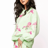 Mint Flamingo Wearing Christmas Light Sweathshit & Short SetWomens - Matching SetQueen of SparklesThe Printed Peach Savannah