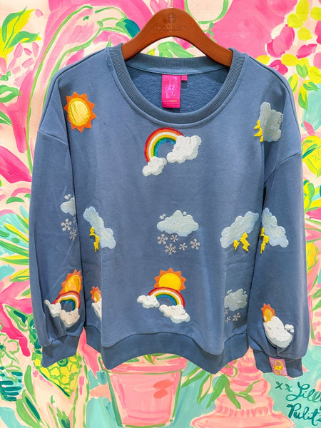 Navy Rainbow, Raincloud & Sun SweatshirtHeartland Retail ItemsQueen of SparklesThe Printed Peach Savannah