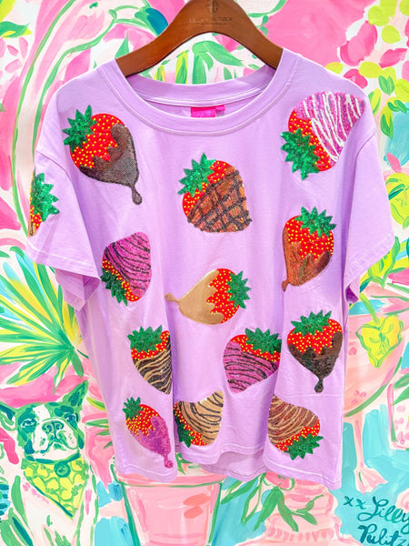 Purple Chocolate Covered Strawberries TeeHeartland Retail ItemsQueen of SparklesThe Printed Peach Savannah