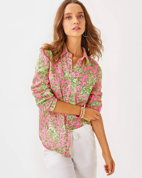 Sea View Linen Button Down TopHeartland Retail ItemsLILLY PULITZERThe Printed Peach Savannah