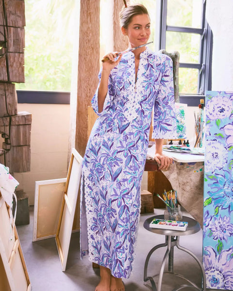 Shealyn 3/4 Sleeve Stretch Cotton Maxi CaftanLILLY PULITZERThe Printed Peach Savannah