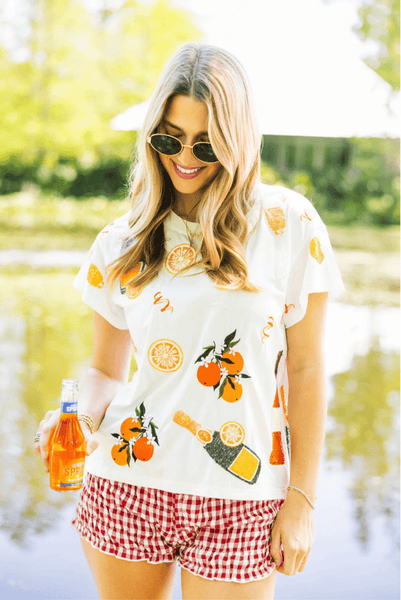 White Mimosa Icon TeeHeartland Retail ItemsQueen of SparklesThe Printed Peach Savannah