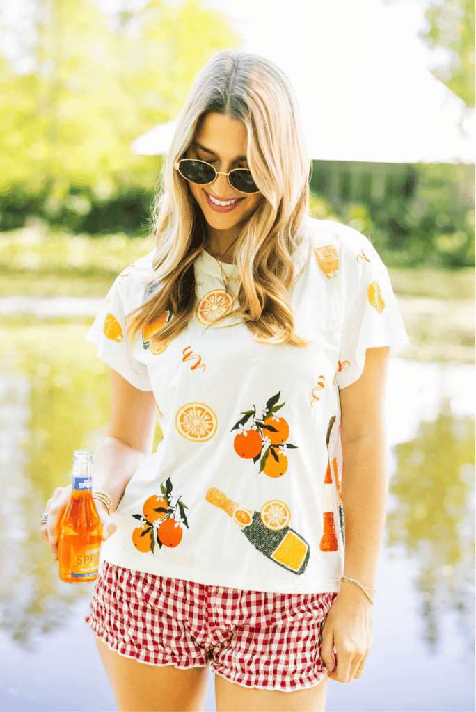 White Mimosa Icon TeeHeartland Retail ItemsQueen of SparklesThe Printed Peach Savannah