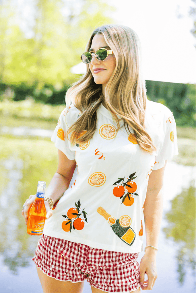 White Mimosa Icon TeeHeartland Retail ItemsQueen of SparklesThe Printed Peach Savannah