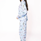 Light Blue Multi Christmas Icon Long Sleeve PJ Top