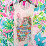 Beige Beach QOS Queen Card Sheer Tank Coverup
