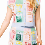Multi Colorblock Passport Knit Button Up Tank