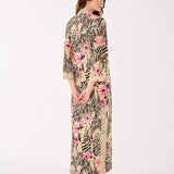 Shealyn 3/4 Sleeve Stretch Cotton Maxi Caftan