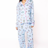 Light Blue Multi Christmas Icon Long Sleeve PJ Top and Pants Set