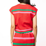 Red, Green & Pink Stripe Skirt
