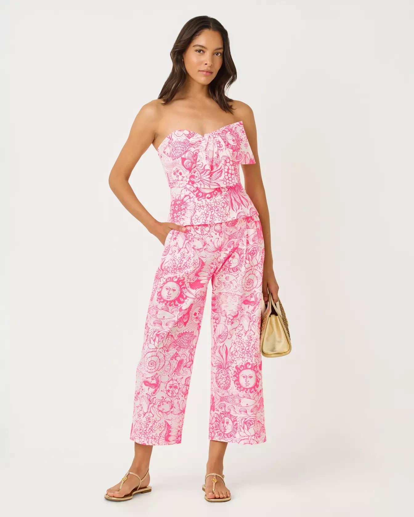 25" Mandalay Wide Leg Crop PantWomen - Bottoms - PantsLILLY PULITZERThe Printed Peach Savannah